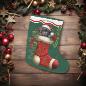 Niedliches Schwarzes Labrador Retriever Puppy Peek Großer Weihnachtsstrumpf