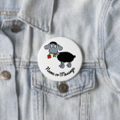 Niedliches schwarzes Lamm-Schaf mit roter Blume Button (Beispiel)