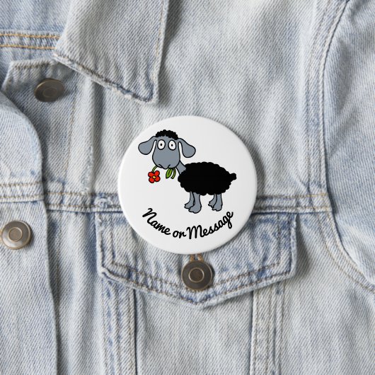 Niedliches schwarzes Lamm-Schaf mit roter Blume Button (Beispiel)
