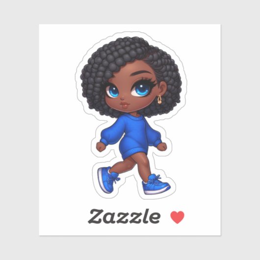 niedliches schwarzes Mädchen in kurzen Brammen Aufkleber (Blatt)