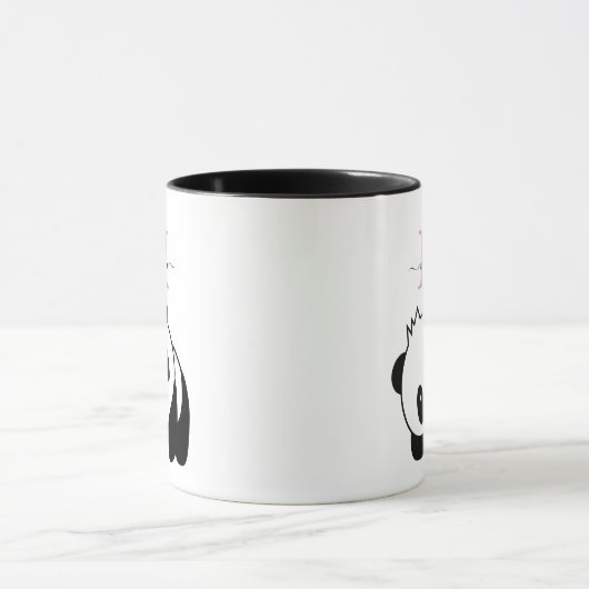 Niedliches Schwarzes Panda Modernes Rosa Monogramm Tasse (Zentrum)