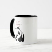 Niedliches Schwarzes Panda Modernes Rosa Monogramm Tasse (Vorderseite Links)