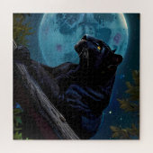 Niedliches schwarzes Pantha auf einem Baumblauen M Puzzle (Horizontal)