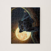 Niedliches schwarzes Pantha auf einem Roten Mond a Puzzle (Vertikal)
