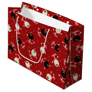 Niedliches Schwarzes Santa Party Muster auf rotem Große Geschenktüte