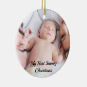 Niedliches Schwarzes Script mein erstes schneeweih Keramik Ornament (Rechts)