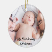 Niedliches Schwarzes Script mein erstes schneeweih Keramik Ornament (Links)