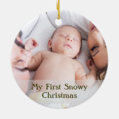 Niedliches Schwarzes Script mein erstes schneeweih Keramik Ornament (Hinten)