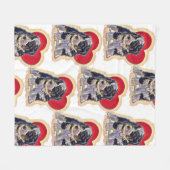 Niedliches Schwarzes Tan PopArt Bernedoodle Digita Fleecedecke (Vorderseite (Horizontal))