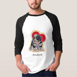 Niedliches Schwarzes Tan PopArt Bernedoodle Digita T-Shirt