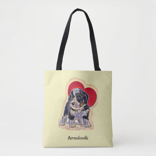 Niedliches Schwarzes Tan PopArt Bernedoodle Digita Tasche (Vorderseite)