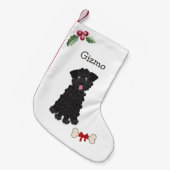 Niedliches Schwarzes Teacup Doodle Monogramm Kleiner Weihnachtsstrumpf (Vorderansicht (hängend))