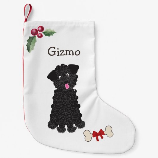 Niedliches Schwarzes Teacup Doodle Monogramm Kleiner Weihnachtsstrumpf (Vorderseite)