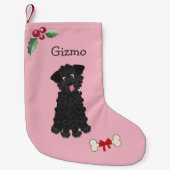 Niedliches Schwarzes Teacup Monogramm Pink Kleiner Weihnachtsstrumpf (Vorderseite)