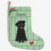 Niedliches Schwarzes Teacup Poodle Green Fence Mon Kleiner Weihnachtsstrumpf (Vorderseite)