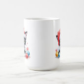 Niedliches Schwarzes und Weiß Kitten in der Weihna Kaffeetasse (Mittel)