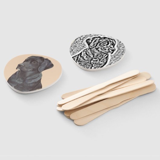 niedliches Schwarzfahhund-Portrait Fächer (Non-assembled)