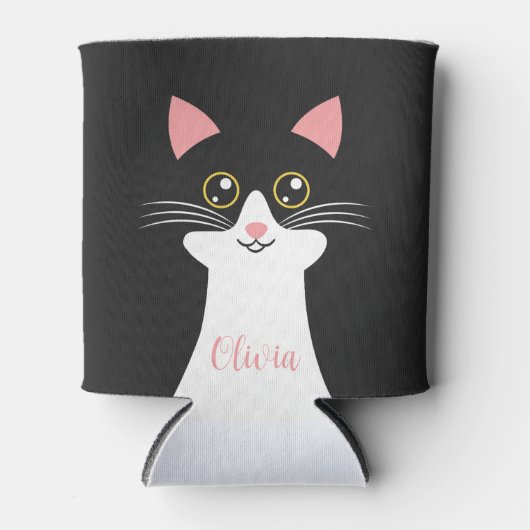 Niedliches Schwarzkatzenportrait Mitte des Jahrhun Dosenkühler (Vorderseite)