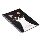 Niedliches Schwarzkatzenportrait Mitte des Jahrhun Notizblock (Rechte Seite)