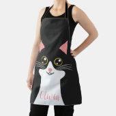 Niedliches Schwarzkatzenportrait Mitte des Jahrhun Schürze (InSitu)
