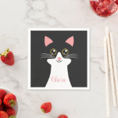 Niedliches Schwarzkatzenportrait Mitte des Jahrhun Serviette (Beispiel)