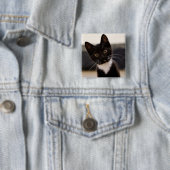 Niedliches Schwarzweiss-Tuxedo-Kätzchen Button (Beispiel)