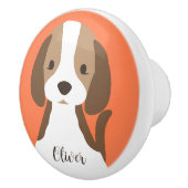 Niedliches Schwarzweißportrait Keramikknauf (Rechts)