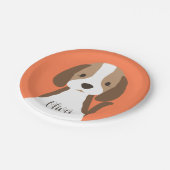 Niedliches Schwarzweißportrait Pappteller (Schrägansicht)