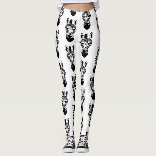 Niedliches Schwarzweißzebramuster Leggings (Vorderseite)