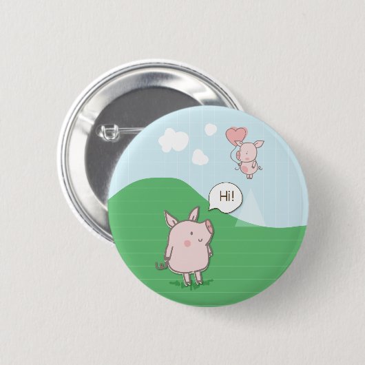 Niedliches Schwebschwein-Sprichwort Hi Button (Vorne & Hinten)