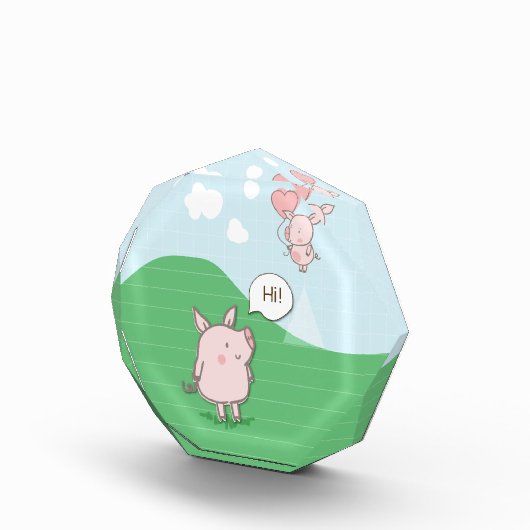 Niedliches Schwebschwein-Sprichwort Hi Fotoblock (Rechts)