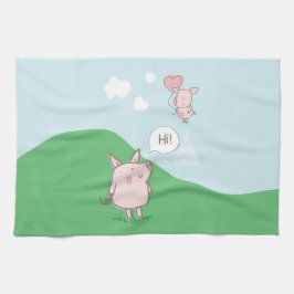 Niedliches Schwebschwein-Sprichwort Hi Geschirrtuch