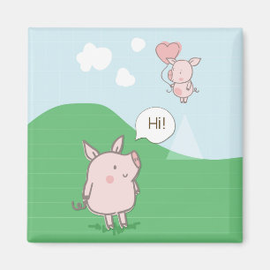 Niedliches Schwebschwein-Sprichwort Hi Magnet