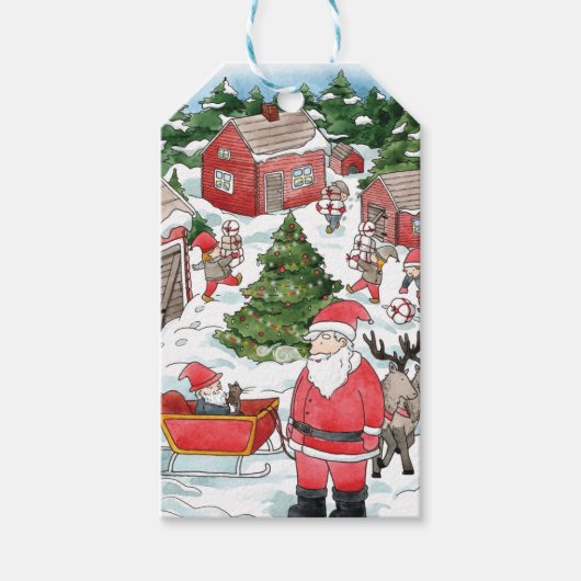 Niedliches Schwedisches Tomten Weihnachtsdorf Wass Geschenkanhänger (Vorderseite)