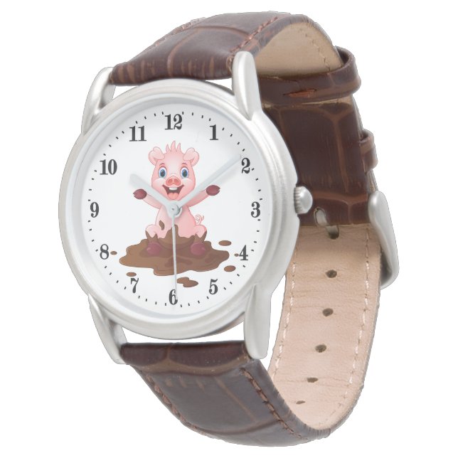 niedliches Schwein Armbanduhr (Schrägansicht)