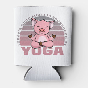 Niedliches Schwein beim Yoga. lustige Yoga-Posen Dosenkühler