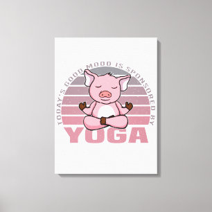 Niedliches Schwein beim Yoga. lustige Yoga-Posen Leinwanddruck