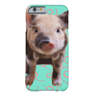 Niedliches Schwein-- blauer u. rosa Wirbel Barely There iPhone 6 Hülle