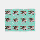 Niedliches Schwein-- blauer u. rosa Wirbel Fleecedecke (Vorderseite (Horizontal))