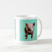 Niedliches Schwein-- blauer u. rosa Wirbel Kaffeetasse (VorderseiteRechts)