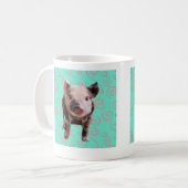 Niedliches Schwein-- blauer u. rosa Wirbel Kaffeetasse (Vorderseite Links)
