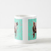 Niedliches Schwein-- blauer u. rosa Wirbel Kaffeetasse (Mittel)