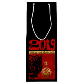 Niedliches Schwein Chinesischer Brauch Jahr Zodiac Geschenktüte Für Weinflaschen (Rückseite)