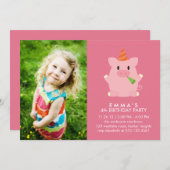 Niedliches Schwein Custom Foto Birthday Party Einladung (Vorne/Hinten)