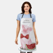 Niedliches Schwein Eating Watermelone Mit Monogram Schürze (Getragen)