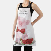 Niedliches Schwein Eating Watermelone Mit Monogram Schürze (InSitu)