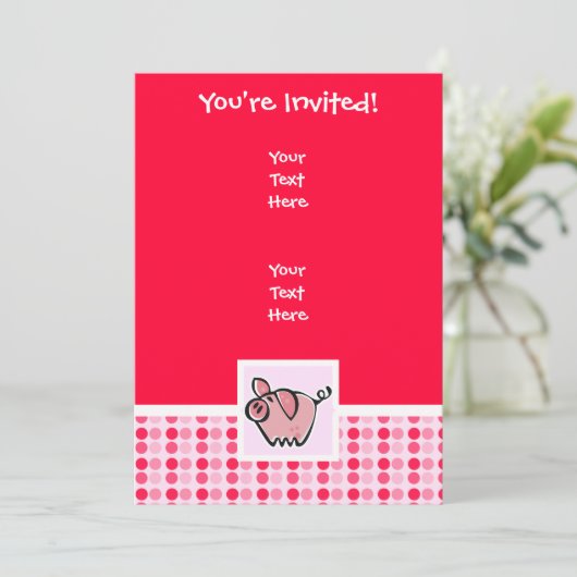 Niedliches Schwein Einladung (Stehend Vorderseite)