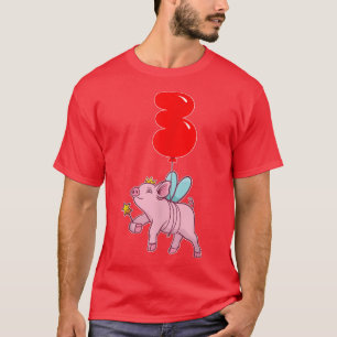 Niedliches Schwein Fairy3rd BirthdayKids Ballon Pa T-Shirt
