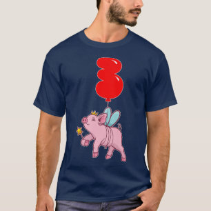 Niedliches Schwein Fairy3rd BirthdayKids Ballon Pa T-Shirt