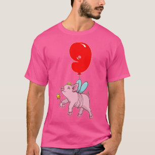 Niedliches Schwein Fairy9th BirthdayKids Ballon Pa T-Shirt